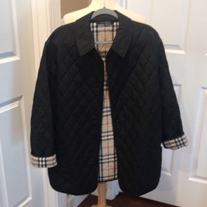 Burberry black quilted jacket sz L